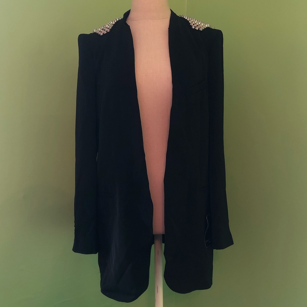 Zara Black Blazer with Studded Shoulders